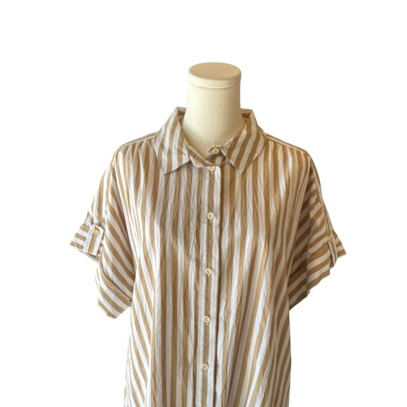 Madewell - Collared Button-Front Striped Mini Shirtdress Sz L - Picture 4 of 7
